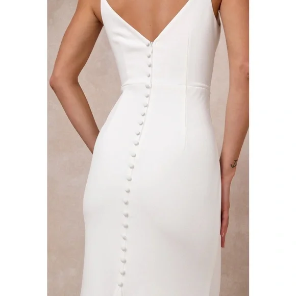 NWOT Lulu’s Feeling of Forever White Sleeveless Mermaid Maxi Wedding Dress Small - Picture 7 of 12